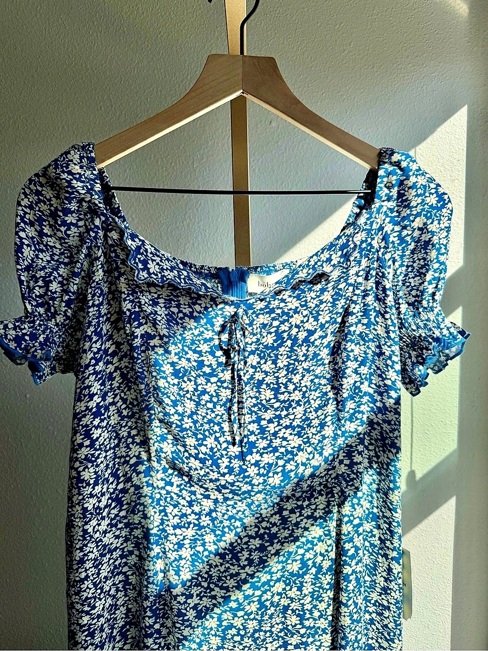 NWT bohme Floral Maxi Dress in Blue & White XL